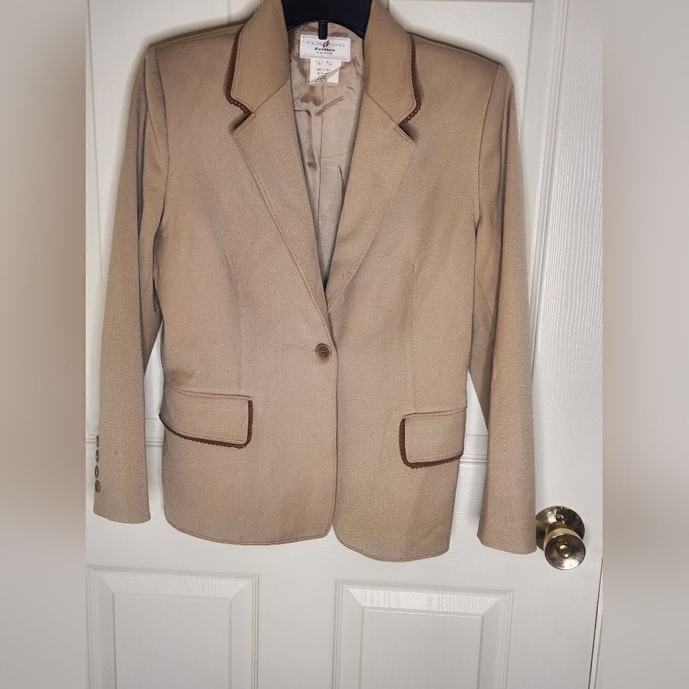 Vertigo LP Beige Lngslvs Pockets 1 Button Lined  Women’s Blazer FRANCE